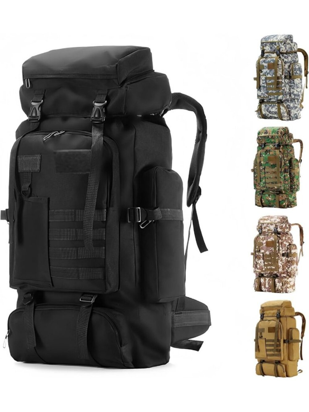 80L Waterproof Tactical Hiking Backpack, Large Military Rucksack for Travel